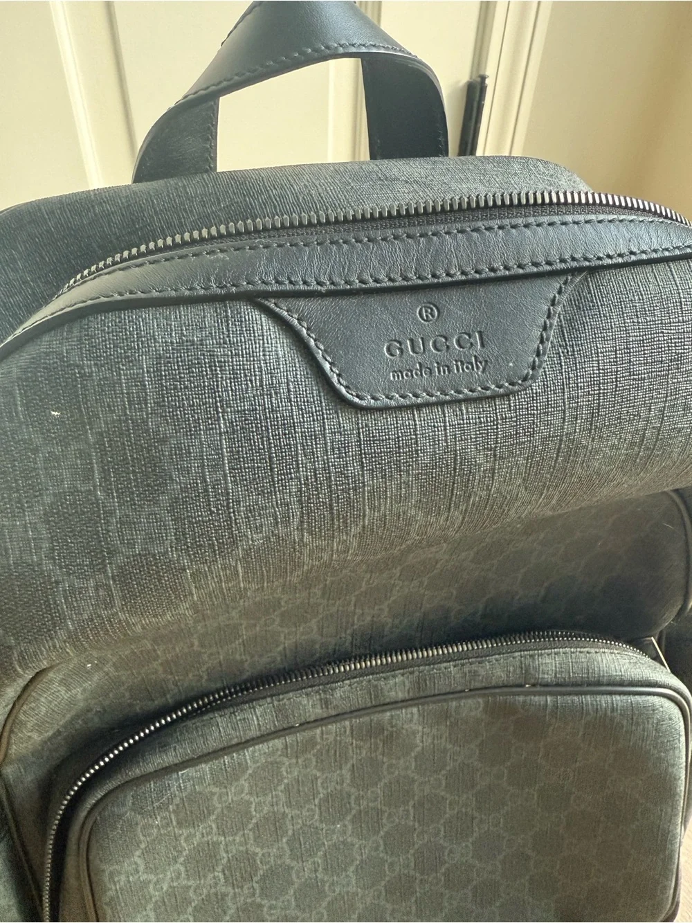 Gucci Black Monogram Canvas Backpack